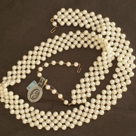 Genuine NWT Vintage 1940's Mid-Century EISENBERG PEARLS 4-Strand Pearl Belt - Picture 7 of 11
